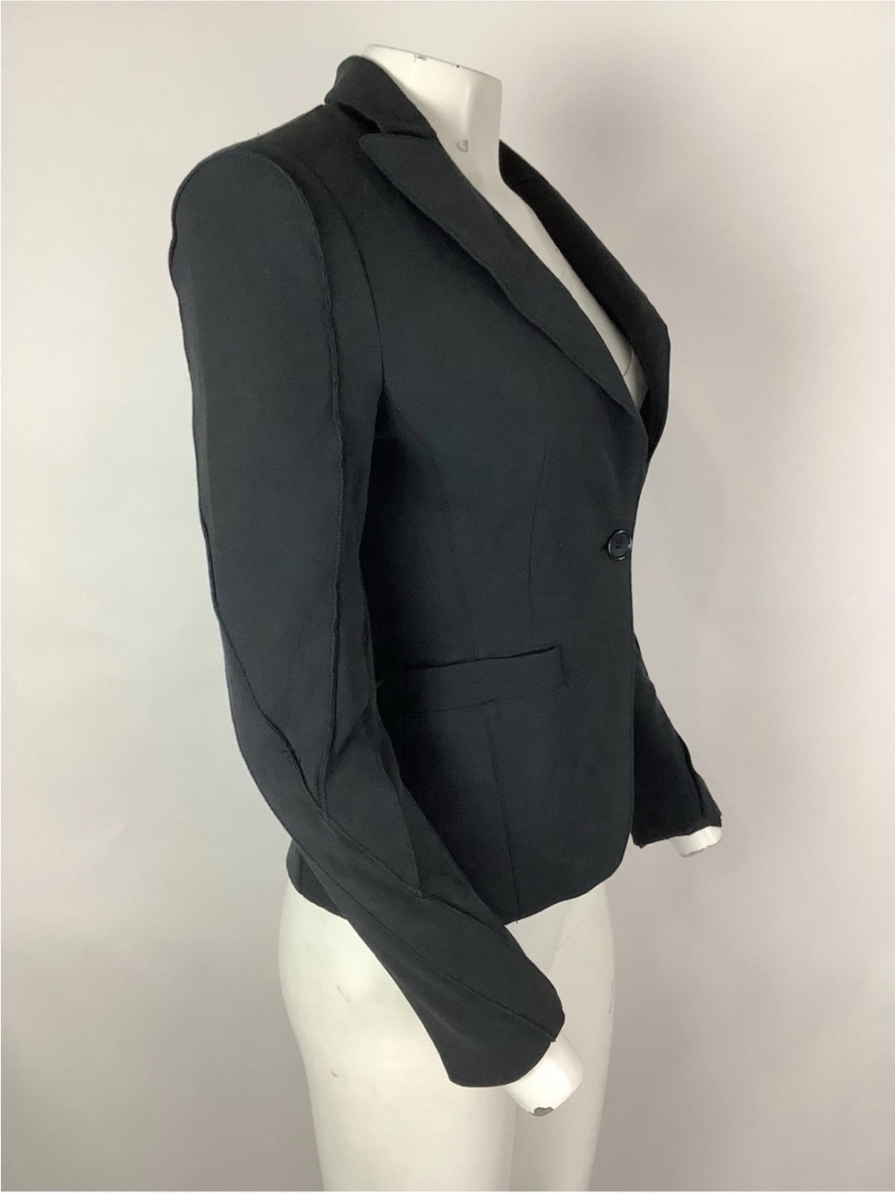 Vintage Y2K bebe Sz 6 Structured Fitted Textured Business Office Black Blazer - Picture 2 of 6